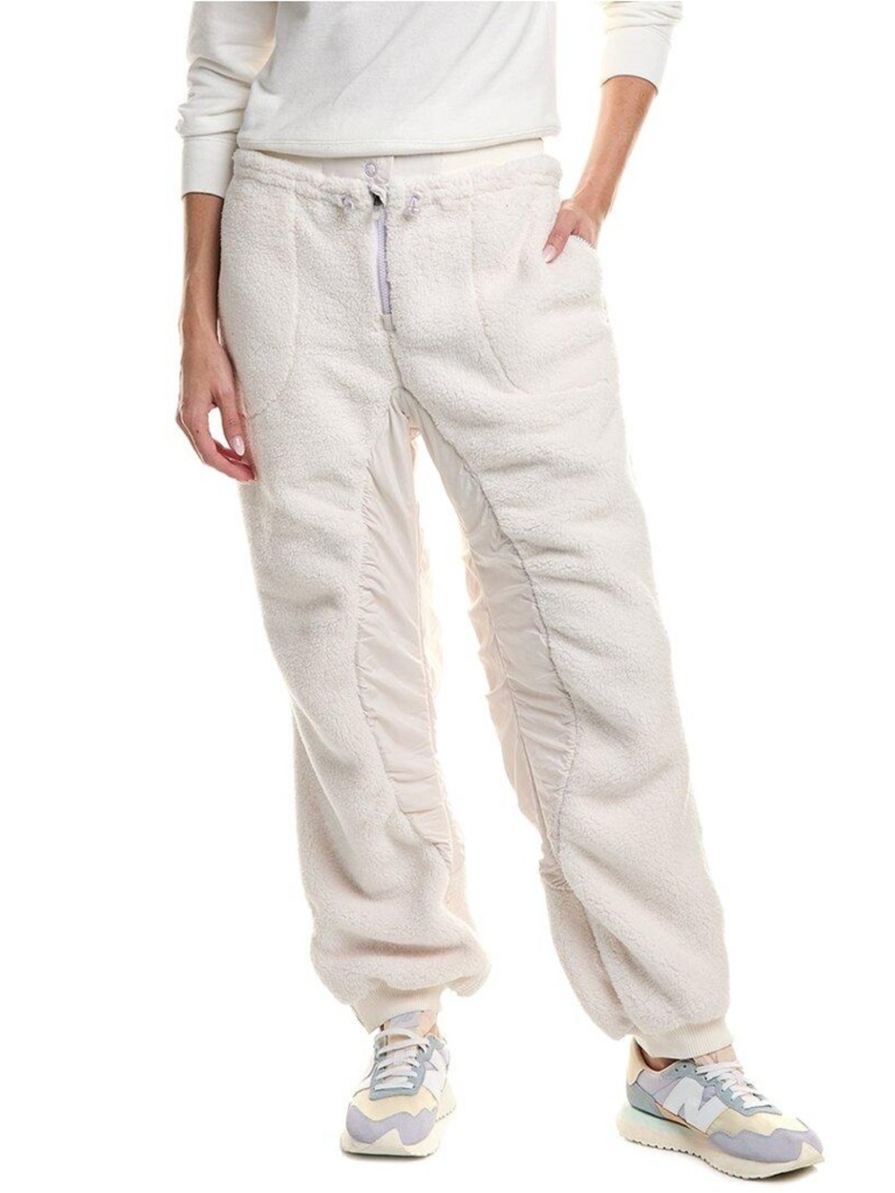 Free People Sundown Fleece Ivory with Purple Accents Sherpa Pants Small